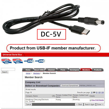 Type C USB-C Input with 5.1K Resistor to 5V DC 5.5*2.1mm Output Power Charge Cable 100cm for DC5V Desk Lamp Fan Camera