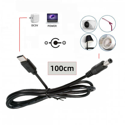 Type C USB-C Input with 5.1K Resistor to 5V DC 5.5*2.1mm Output Power Charge Cable 100cm for DC5V Desk Lamp Fan Camera