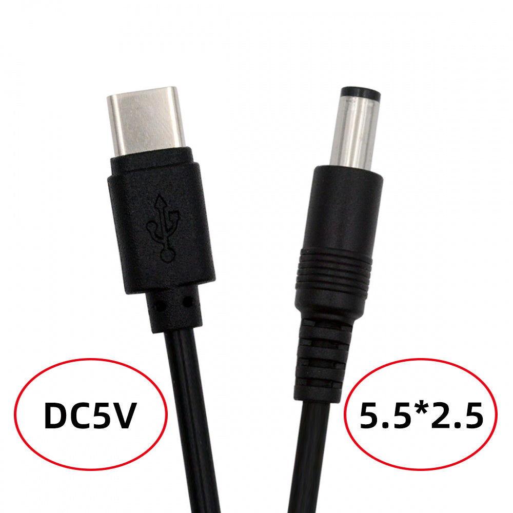 Type C USB-C Input with 5.1K Resistor to 5V DC 5.5*2.5mm Output Power Charge Cable 100cm for DC5V Desk Lamp Fan Camera