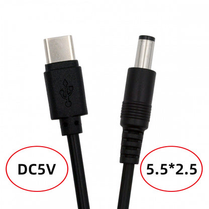 Type C USB-C Input with 5.1K Resistor to 5V DC 5.5*2.5mm Output Power Charge Cable 100cm for DC5V Desk Lamp Fan Camera