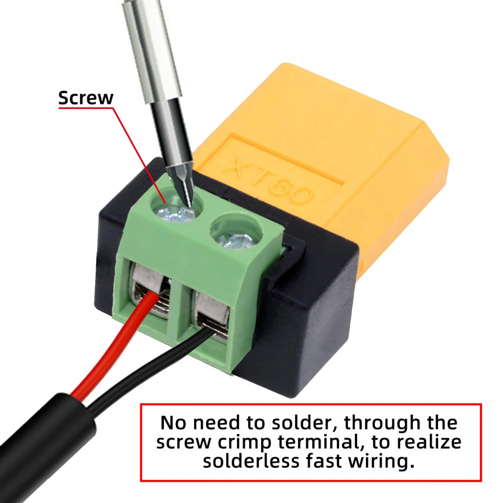 XT60 Male to Solderless 2Pin Contacts Terminal Female Fast Charging Adapter for DIY OEM Repair Connector
