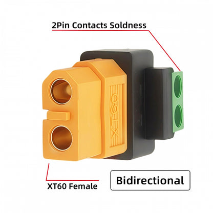 XT60 Female to Solderless 2Pin Contacts Terminal Female Fast Charging Adapter for DIY OEM Repair Connector