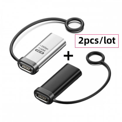2pcs/lot USB-C 20Gbps Female to Female Extension Adapter Type-C Reversible with Lanyard Keychain 240W 8K 5K 4K