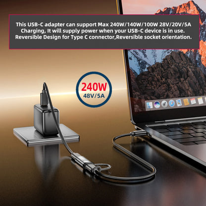 2pcs/lot USB-C 20Gbps Female to Female Extension Adapter Type-C Reversible with Lanyard Keychain 240W 8K 5K 4K