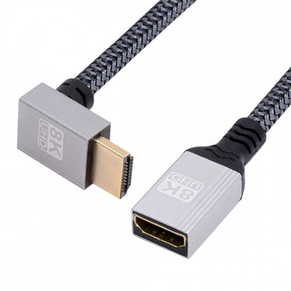 8K Type-A HDMI 2.1 Male 90 Degree Down Angled to HDMI Female Extension HDTV Cable for DV Camera Laptop Monitor