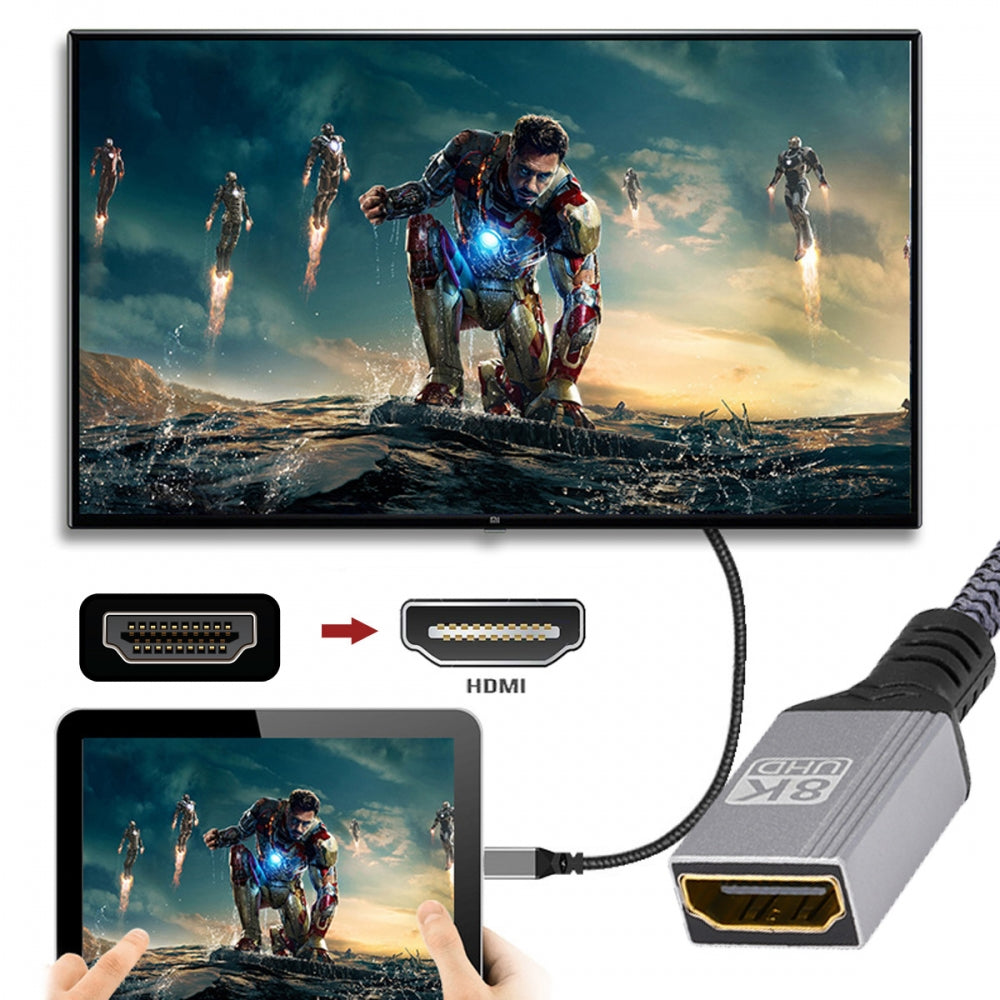 8K Type-A HDMI 2.1 Male 90 Degree Left Angled to HDMI Female Extension HDTV Cable for DV Camera Laptop Monitor