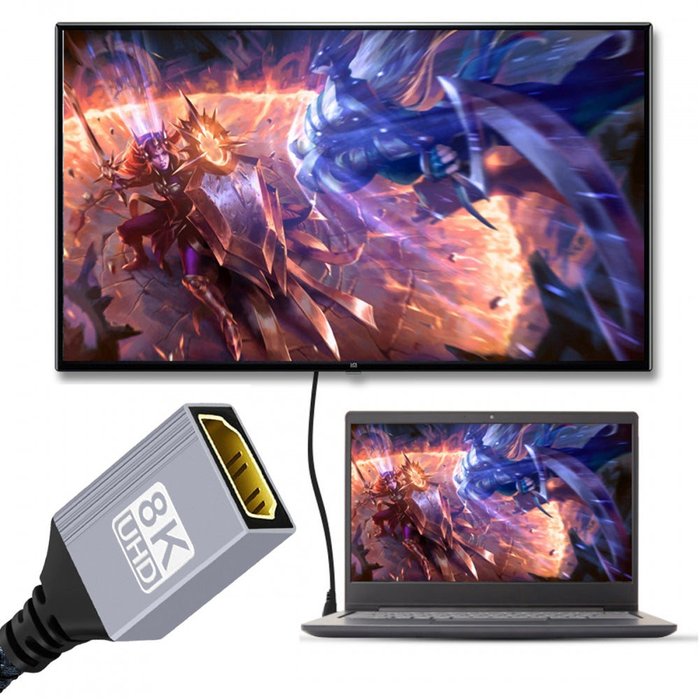8K Type-A HDMI 2.1 Male 90 Degree Up Angled to HDMI Female Extension HDTV Cable for DV Camera Laptop Monitor