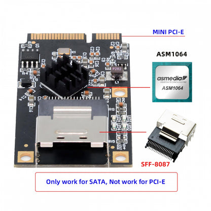 Mini PCI-E PCI Express to Mini SAS SFF-8087 SATA 3.0 Four Ports Adapter Converter 6Gbps Disk Extension Card for SSD