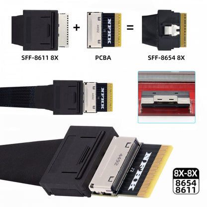 Oculink 8X Female SFF-8612 to SFF-8654 Male 8x Slimline SSD eGPU Data PCBA Adapter PCIe PCI-Express