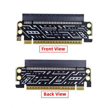 PCIe 4.0 PCI-Expresss 5.0 16x Male to Female Riser Extended Card Adapter 80mm Low Profile to 120mm Bracket 1U to 2U