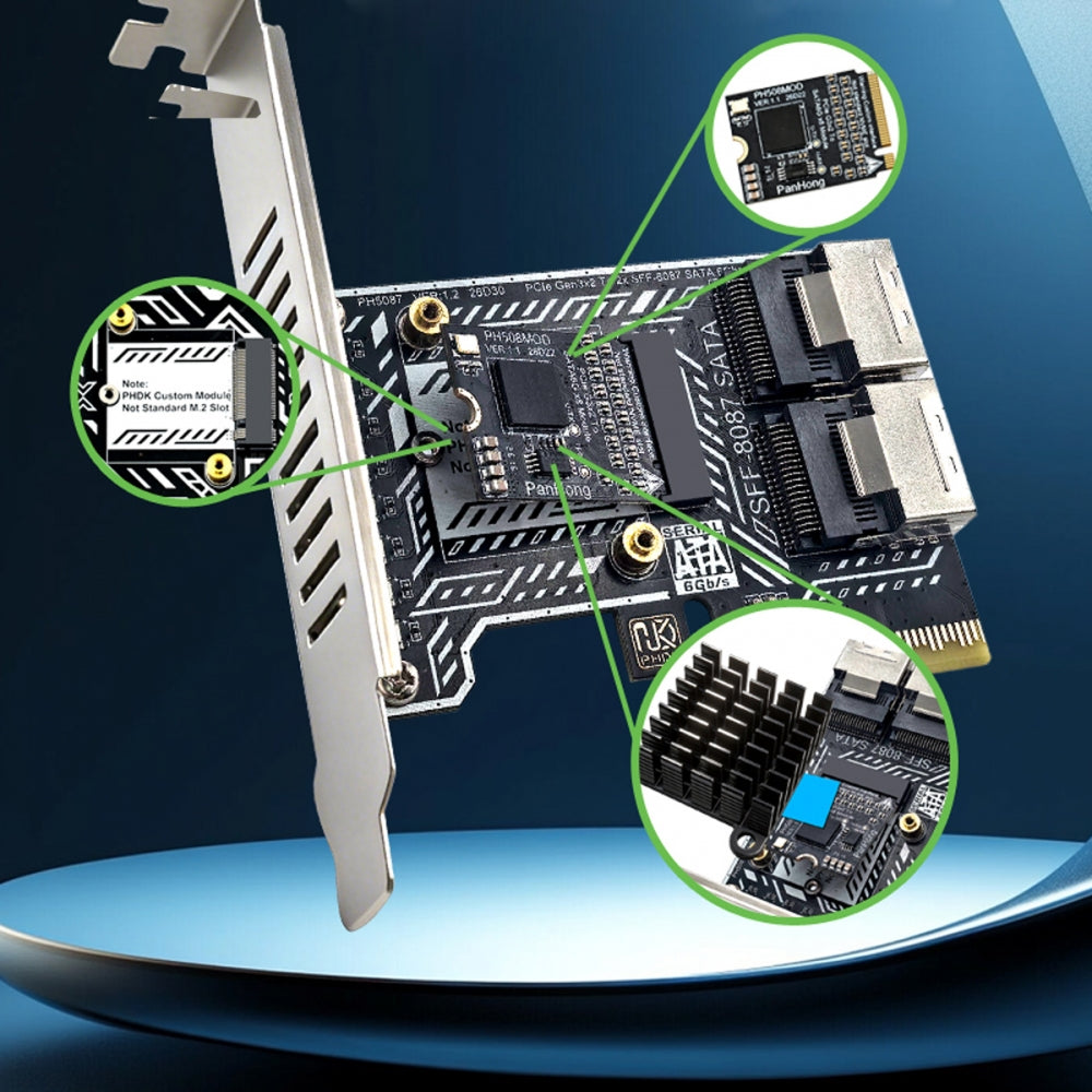 PCI Express 4X PCI-E 4.0 to Dual SFF-8087 8-Ports SATA 3.0 6Gbps Adapter Converter Disk Drive Extension Card