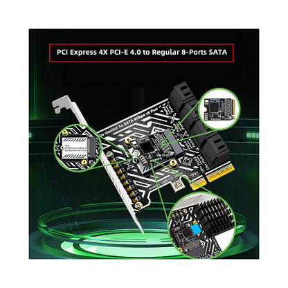 PCI Express 4X PCI-E 4.0 to Regular 8-Ports SATA 3.0 6Gbps Adapter Converter Disk Drive Extension Card