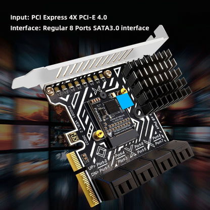 PCI Express 4X PCI-E 4.0 to Regular 8-Ports SATA 3.0 6Gbps Adapter Converter Disk Drive Extension Card