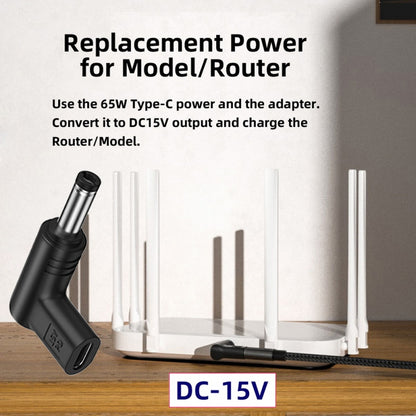 USB 3.1 Type C USB-C Female Input to DC 15V 3.5x1.3mm Plug Output Adapter PD Emulator Trigger 90 Degree Angled