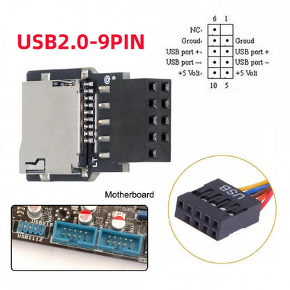 USB 2.0 9Pin 10Pin Mainboard Header Male to Micro-SD TF Card Reader Writer Disk-On-Module for NAS Desktop DOM