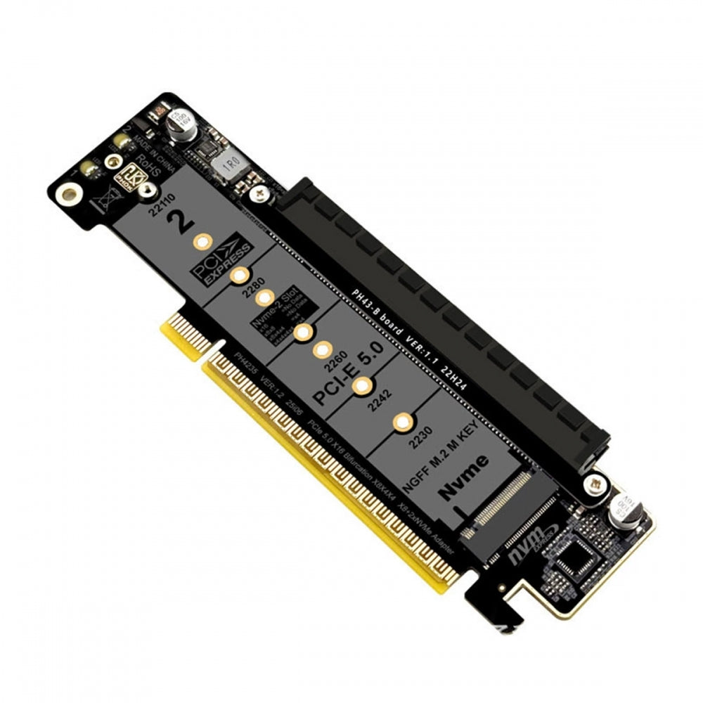 PCI Express Gen 5.0 X16 to Dual 2X NVME M.2 SSD & 8X PCI-E 4.0 Raid Card VROC Raid0 Hyper Adapter