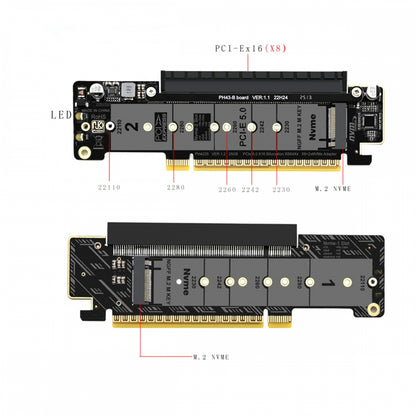 PCI Express Gen 5.0 X16 to Dual 2X NVME M.2 SSD & 8X PCI-E 4.0 Raid Card VROC Raid0 Hyper Adapter