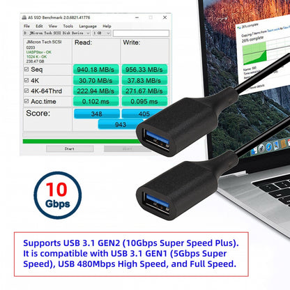 USB 3.0 Type-A Female to Type-A Female Extension Cable Data 10Gbps for Laptop Computer Disk SSD Camera