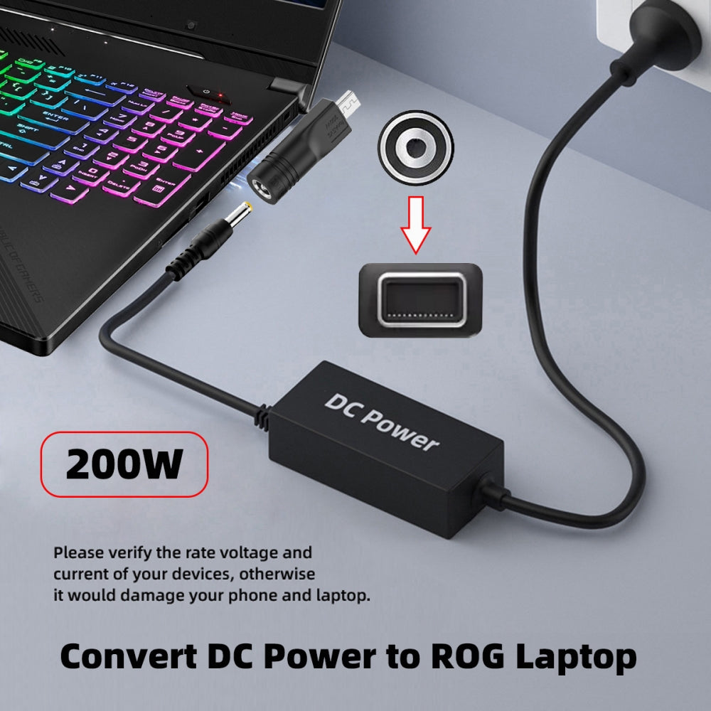 180W 200W Power DC Jack 6.0*1.4mm Input to Flow 14 16 Air Rectangle Plug Charge Adapter Compatible with ROG Laptop