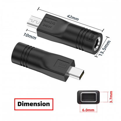 240W Power DC Jack 6.0*1.4mm Input to Flow Z13 14 16 Air Rectangle Plug Charge Adapter Compatible with ROG Laptop