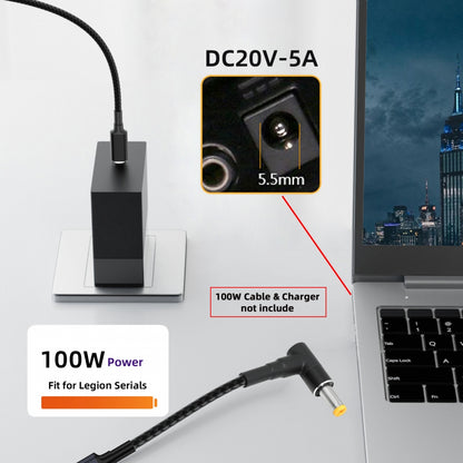 100W Type-C USB-C Female Input to DC 5.5*1.7mm Plug Output Power 20V 5A PD Charge Cable 16cm for Laptop