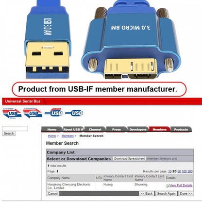 Ultra Flat Slim USB 3.0 Type-A Male to Micro-USB 3.0 Male Cable Data with Dual Thumbscrew 10Gbps for Vision Camera SSD