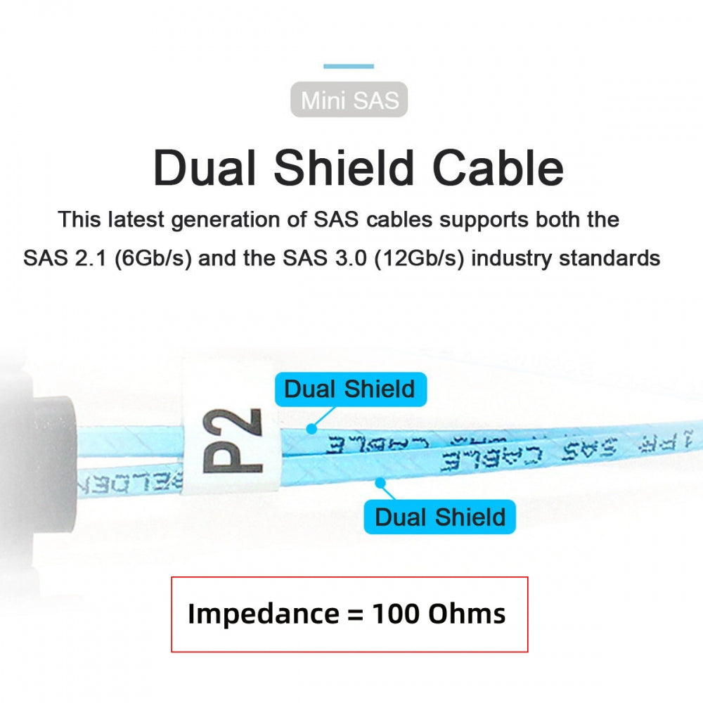Internal Mini SAS SFF-8087 to Slimline SAS SFF-8654 Data Hard Disk Raid Cable for Server Data Center 50cm