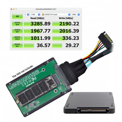 PCI-E 5.0 Mini Cool Edge IO MCIO STR PCI-E 8i 74Pin Male to Dual SFF-8639 U.2 SSD 68Pin Disk Cable 50cm
