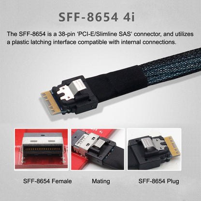 PCI-E 5.0 Mini Cool Edge IO MCIO STR PCI-E 8i 74Pin Male to Dual SFF-8654 Slimline 4x Male Extender Cable 50cm