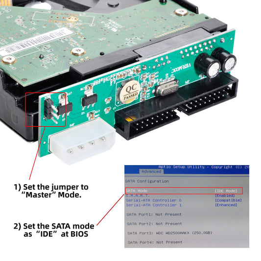 Cablecc SATA to IDE/PATA 40Pin PCBA converter adapter, compatible with desktop 2.5-inch and 3.5-inch HDD