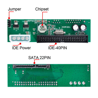 Cablecc SATA to IDE/PATA 40Pin PCBA converter adapter, compatible with desktop 2.5-inch and 3.5-inch HDD