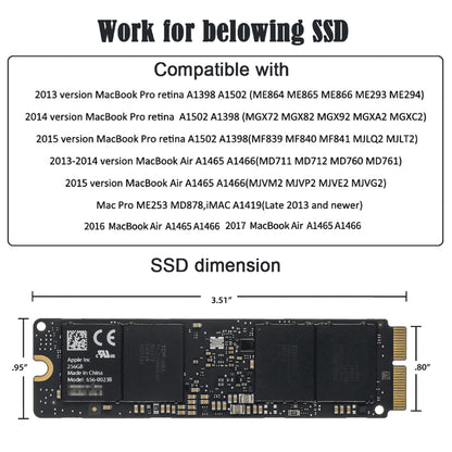 Cablecc PCIe 4X M.2 NGFF M-Key to 12+16Pin SSD Converter Card for 2013-2017 Mac A1493 A1502 A1465 A1466