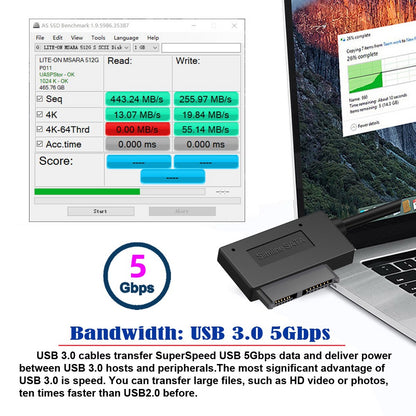 Cablecc USB 3.0 to Slimline Sata 7+6 13pin Adapter Cable for Laptop Cd DVD Rom Optical Drive