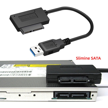 Cablecc USB 3.0 to Slimline Sata 7+6 13pin Adapter Cable for Laptop Cd DVD Rom Optical Drive