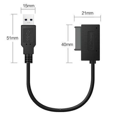 Cablecc USB 3.0 to Slimline Sata 7+6 13pin Adapter Cable for Laptop Cd DVD Rom Optical Drive