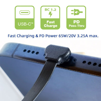 cablecc USB-C Type-C Ultra Slim Flat 65W Fast Charge Extension Power USB2.0 Data Cable Up Down Angled for Laptop Tablet Phone