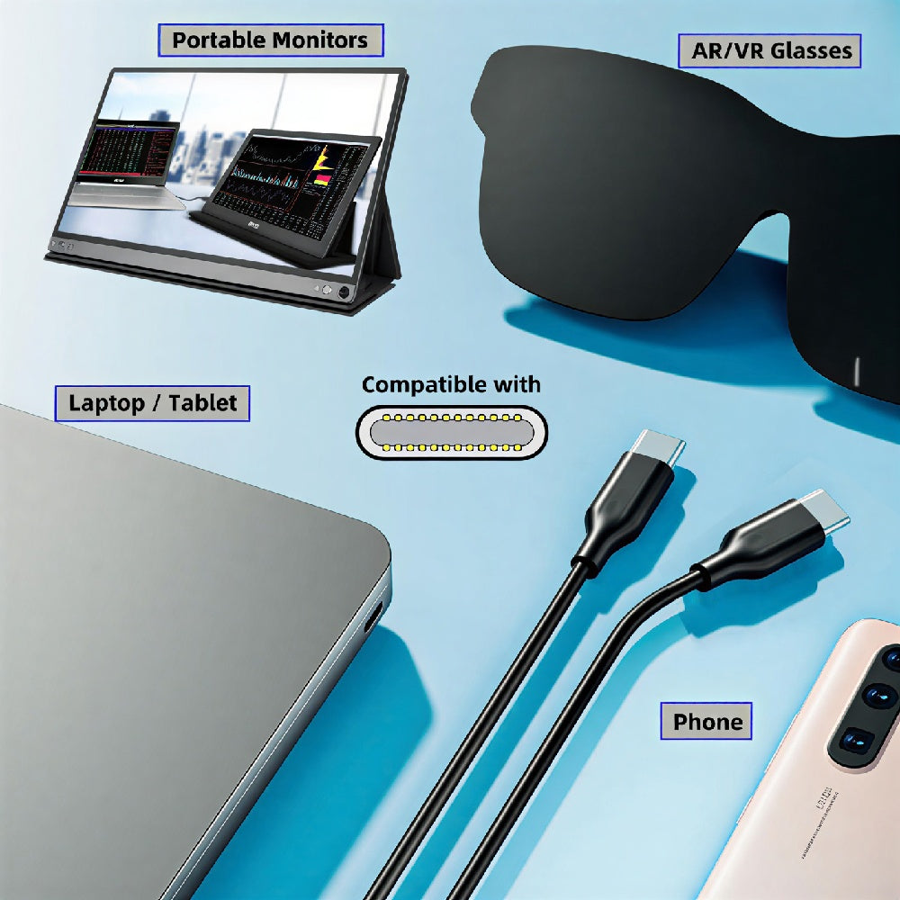 10Gbps Data USB-C Cable, 4K Video Output PD 65W Charging, Ultra-Fine Flexible Cord for VR AR Glasses NS Handheld Console
