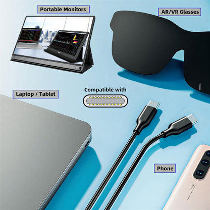 10Gbps Data USB-C Cable, 4K Video Output PD 65W Charging, Ultra-Fine Flexible Cord for VR AR Glasses NS Handheld Console
