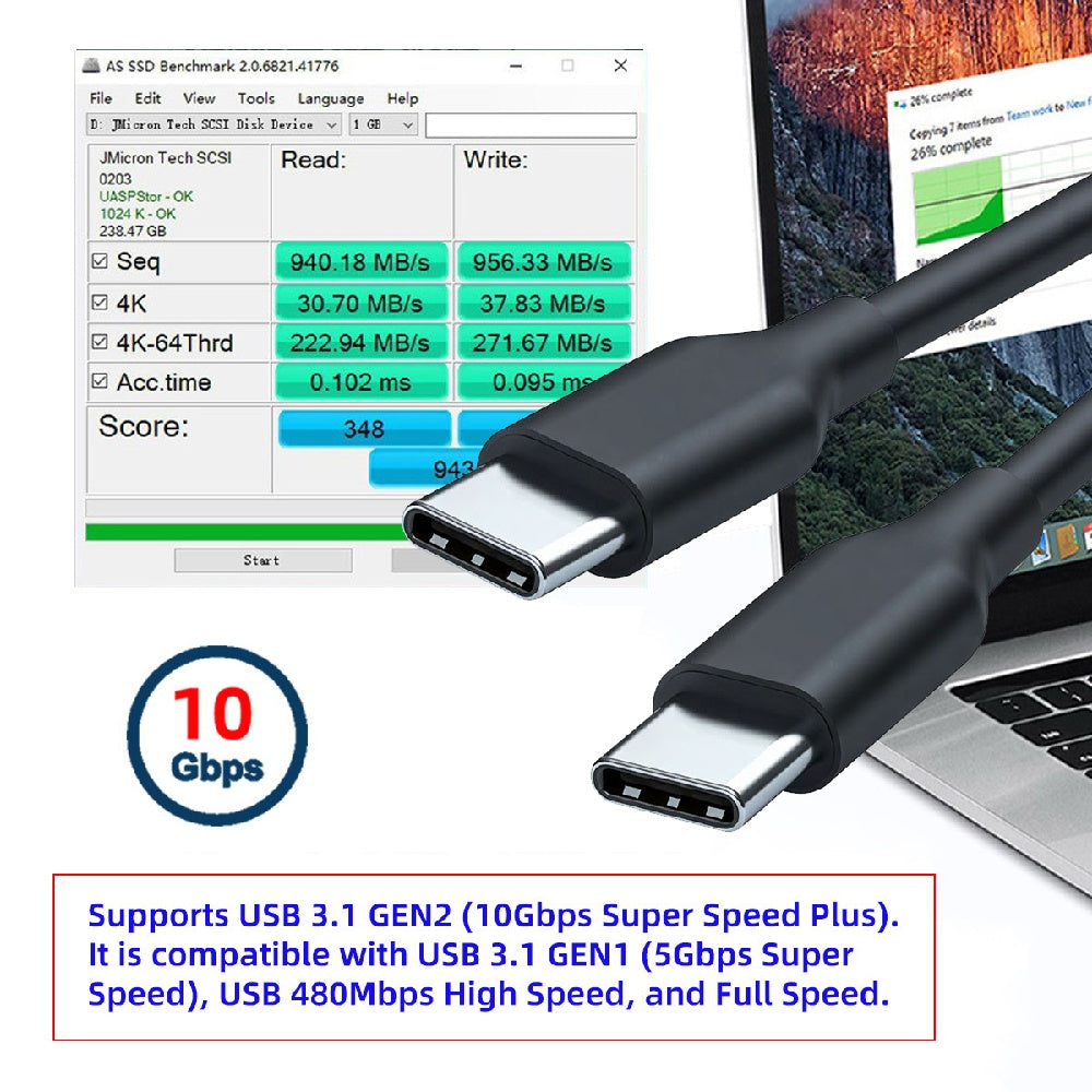 10Gbps Data USB-C Cable, 4K Video Output PD 65W Charging, Ultra-Fine Flexible Cord for VR AR Glasses NS Handheld Console